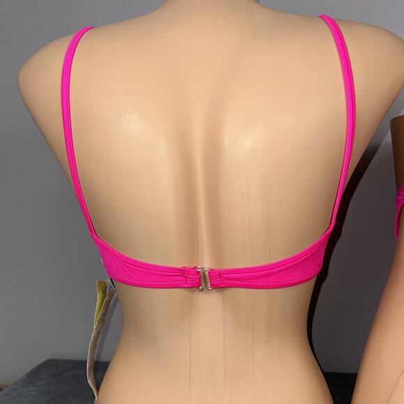 Vintage New NOS Shapes Bikini Set Women's Size 8 Neon Pink Second Skin Satin 90s - Picture 6 of 14